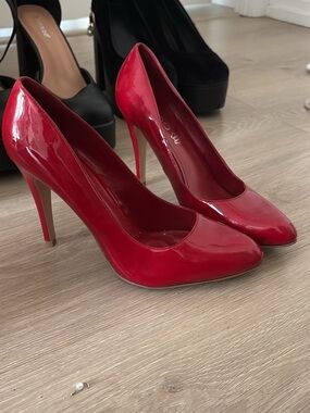 Aldo Glossy Red Patent Stiletto Pumps